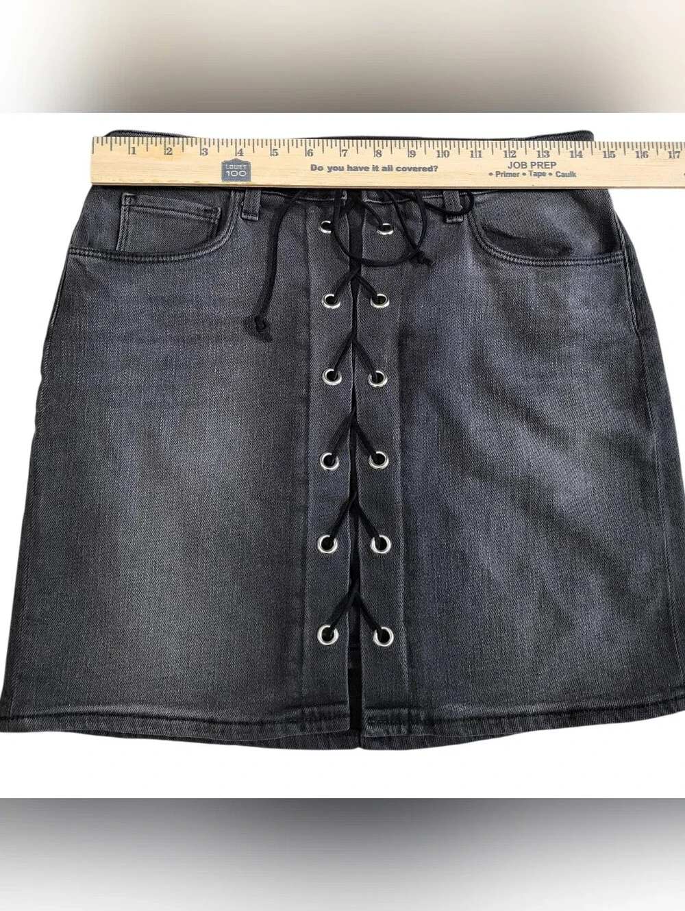 L'AGENCE Portia High Rise Women's Black Denim Lace Up Mini Skirt sz 27
